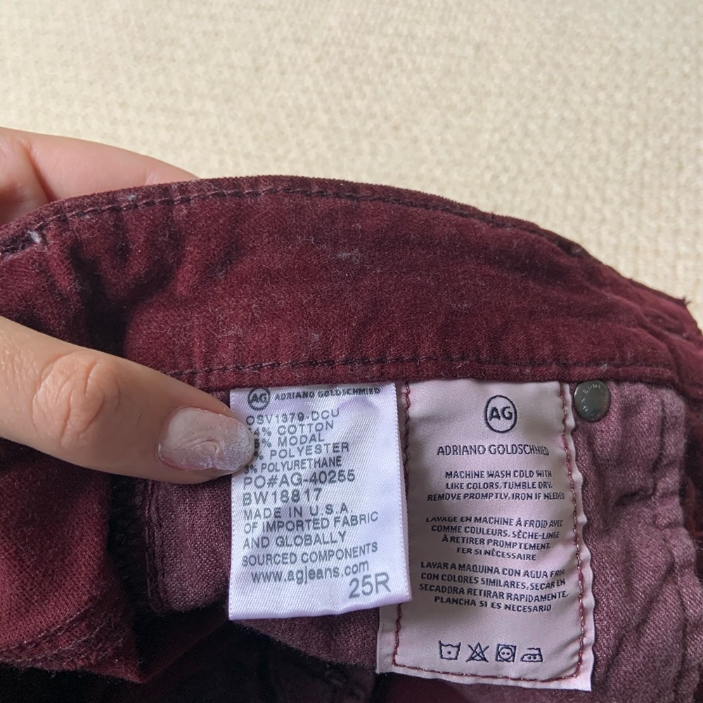 AG Farrah skinny high rise red velvet jeans! - Picture 4 of 4